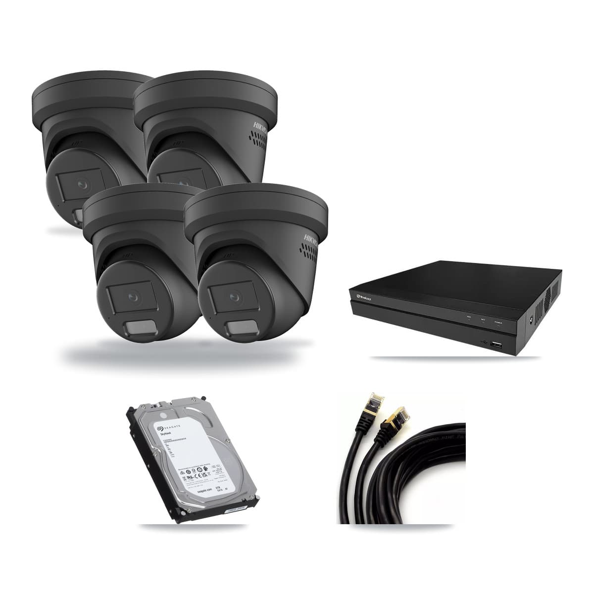Hikvision & Prolux 8-Channel 4MP CCTV Kit — 4 Black Turret Cameras + 6TB Recording - Image 1