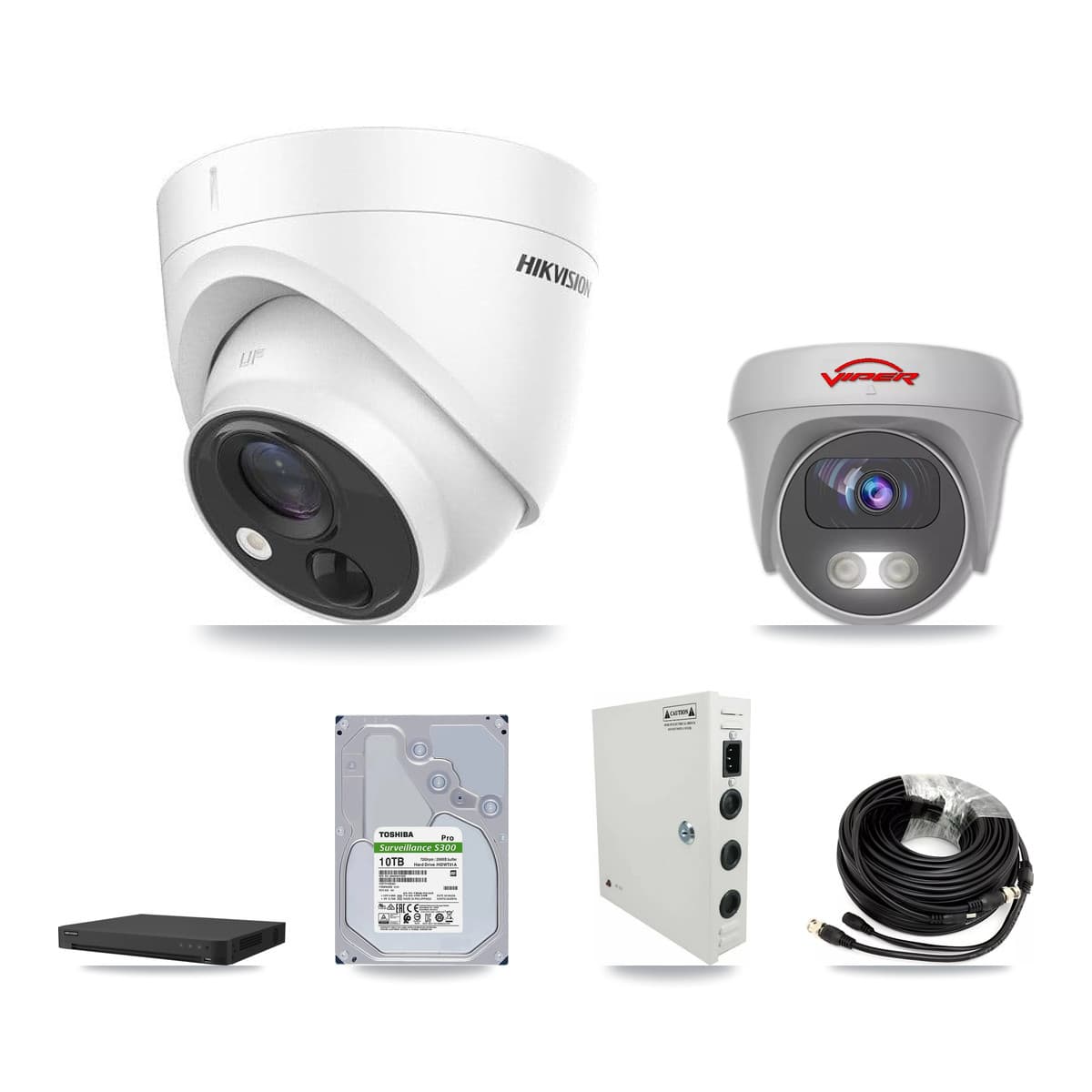 Hikvision & Viper 32-Channel 5MP CCTV Kit — 15 DS-2CE71H0T Turret + 1 VIPER-5MP-3K Cameras + 2× 10TB Recording