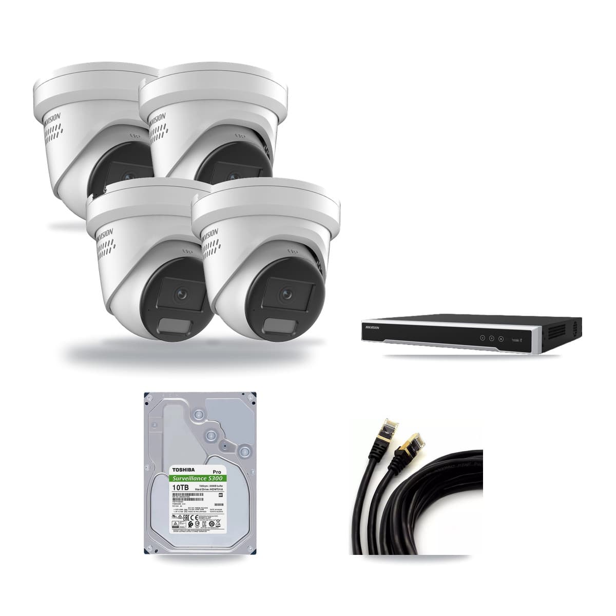 Hikvision 16-Channel 4K CCTV Kit — 4 DS-2CD2387G2H Turret Cameras + 10TB Recording (DS-7616NI-M2 Recorder) - Image 1