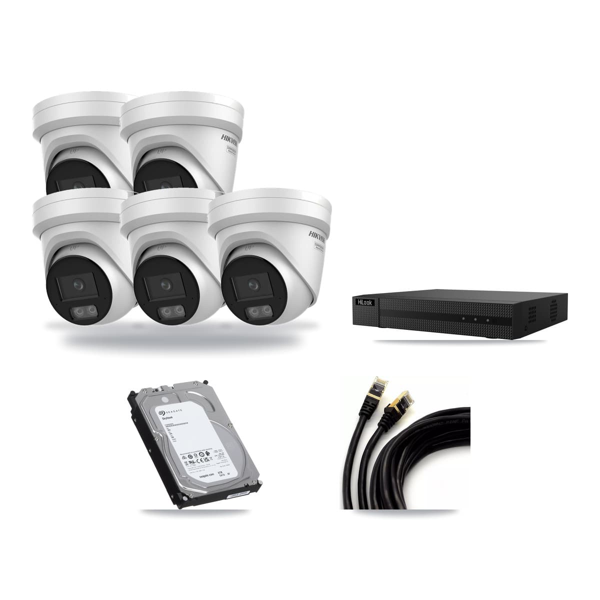 Hikvision & HiLook 8-Channel 4K CCTV Kit — 5 DS-2CD2387G3 Turret Cameras + 6TB Recording - Image 1