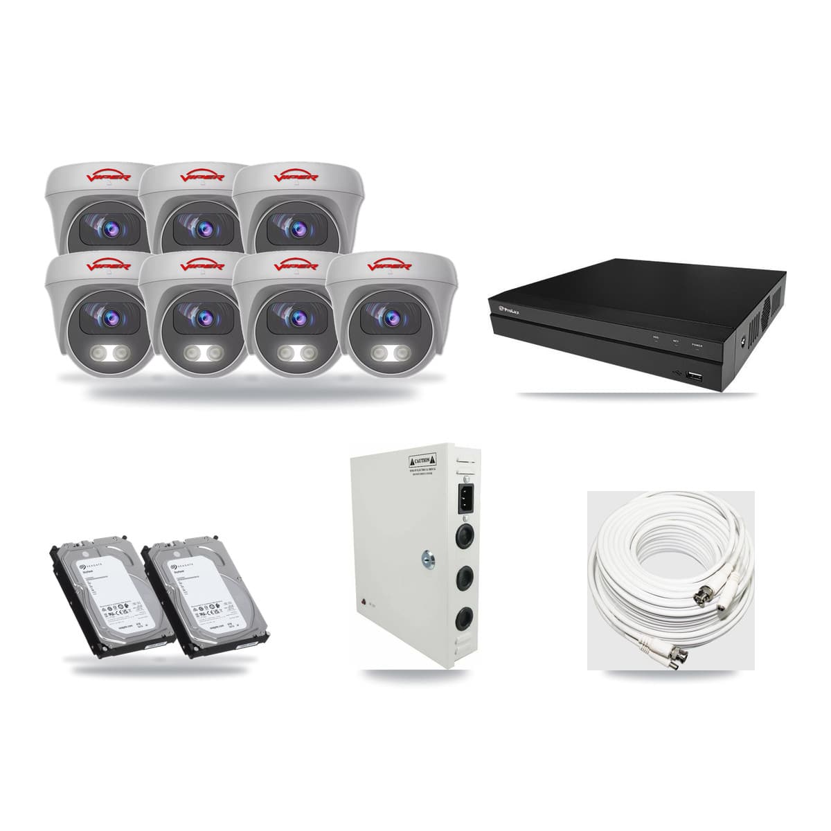 Viper & Prolux 8-Channel 5MP CCTV Kit — 7 Cameras + 2× 6TB Recording - Image 1