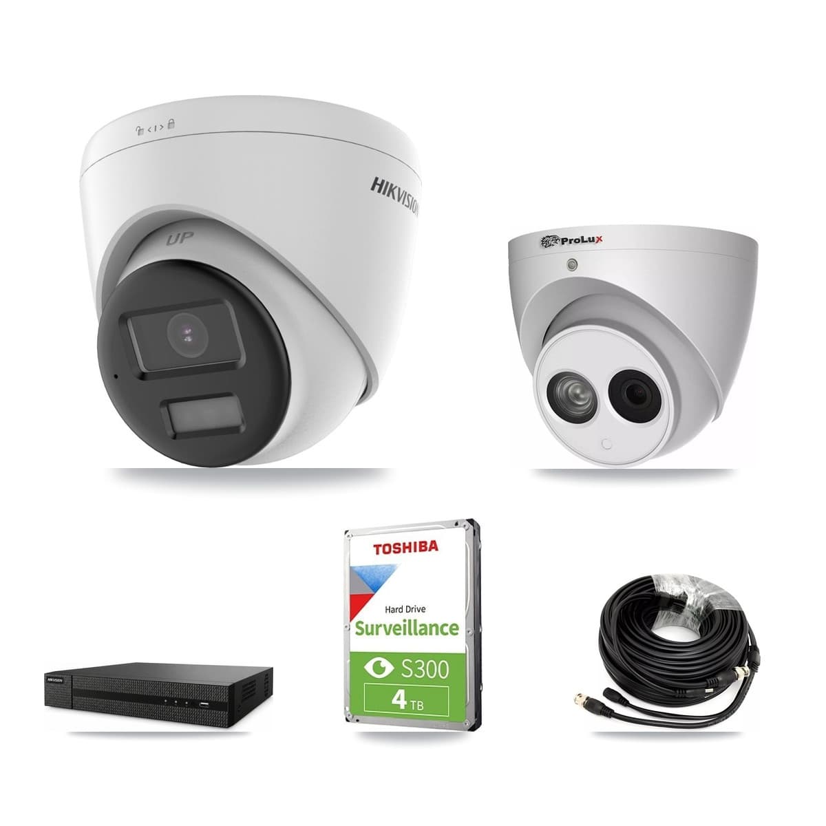Hikvision & Prolux 8-Channel 4MP – 4K CCTV Kit — 1 4K + 1 4MP Turret Cameras + 4TB Recording (DVR-8CH Recorder) - Image 1