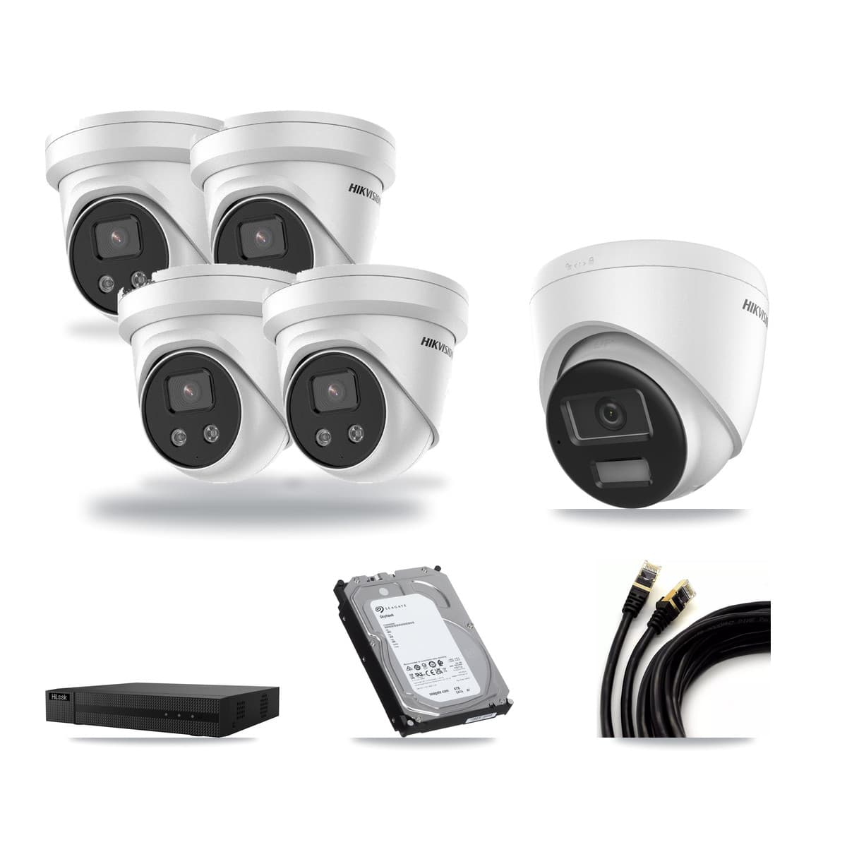 Hikvision & HiLook 8-Channel 5MP – 4K CCTV Kit — 1 DS-2CD1383G2-LIUF/SL 4K + 4 DS-2CD3356G2-ISU 5MP Turret Cameras + 6TB Recording (NVR-108MH-D/8P Recorder) - Image 1
