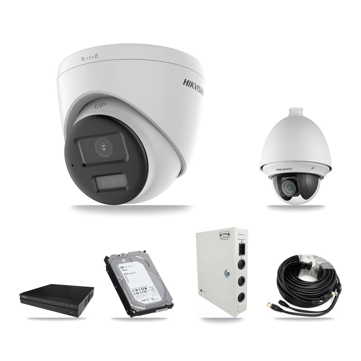 Hikvision & Prolux 8-Channel 2MP – 4K CCTV Kit — 1 2MP PTZ + 5 4K Turret Cameras + 2× 6TB Recording - Image 1