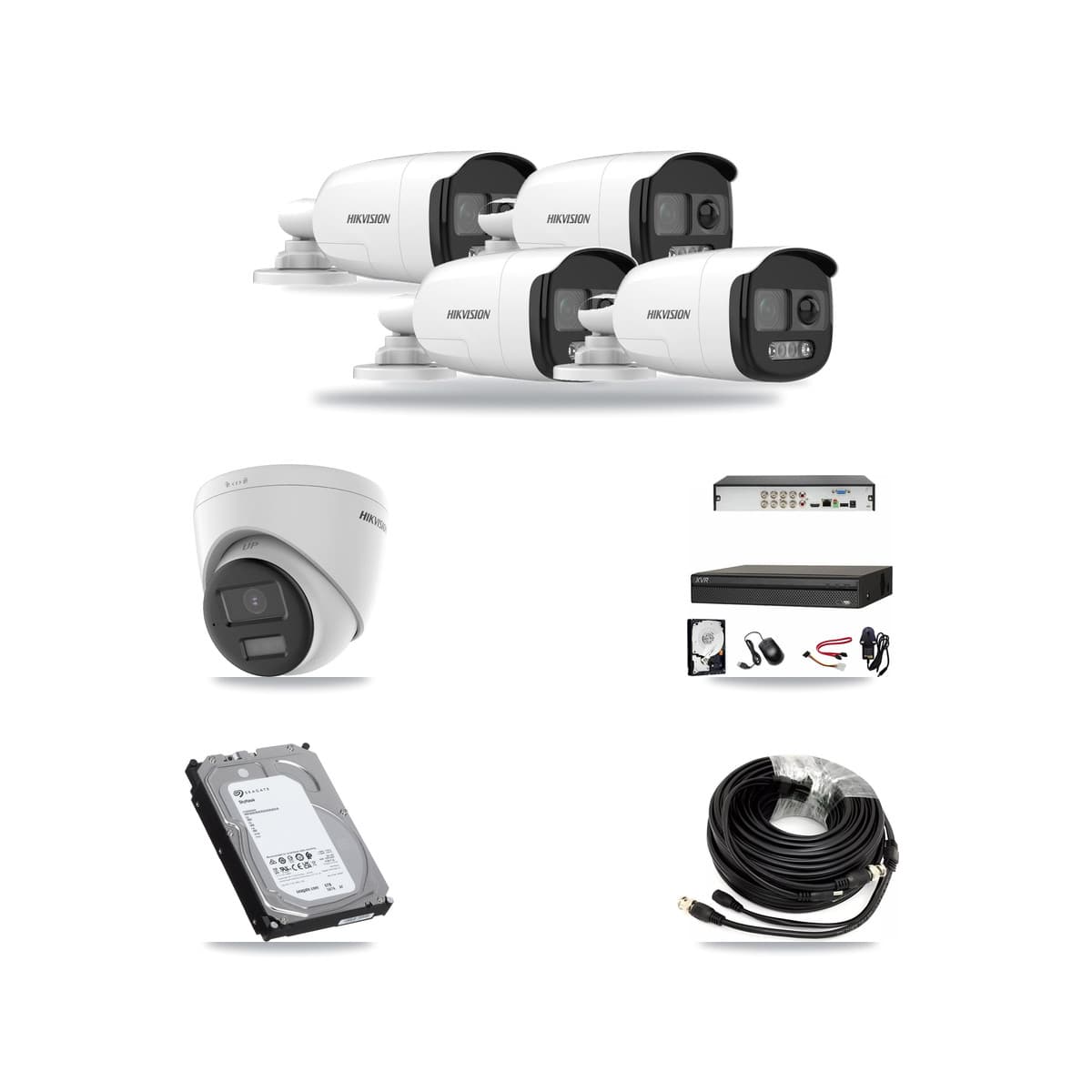 Hikvision & Dahua 8-Channel 5MP – 4K CCTV Kit — 4 5MP Bullet + 1 4K Turret Cameras + 6TB Recording - Image 1