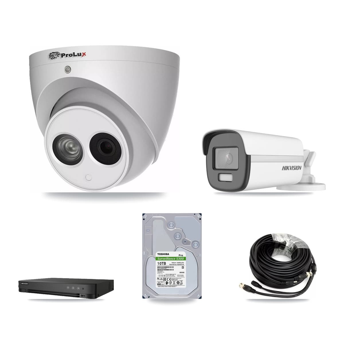Hikvision & Prolux 8-Channel 4MP – 4K CCTV Kit — 1 4K Bullet + 6 4MP Turret Cameras + 10TB Recording - Image 1