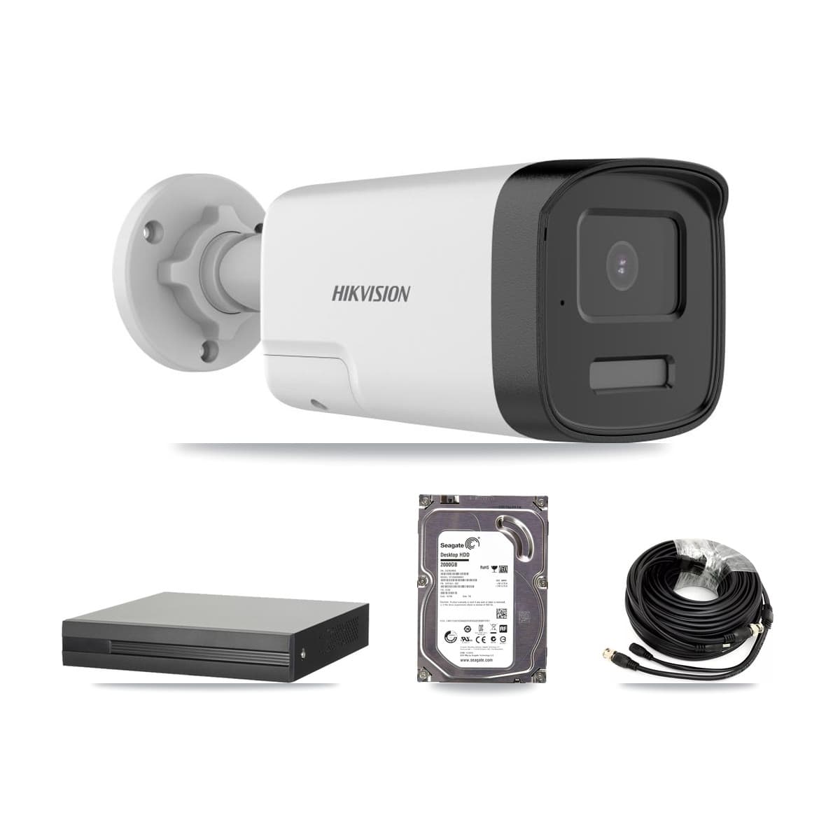 Hikvision 8-Channel 5MP CCTV Kit — 4 DS-2CE17K0T Bullet Cameras + 2TB Recording (XVR-3108HS Recorder)