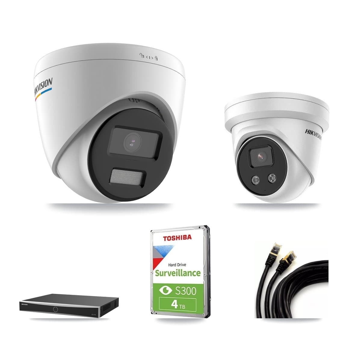 Hikvision 16-Channel 2MP – 5MP CCTV Kit — 2 2MP + 2 5MP Turret Cameras + 4TB Recording (DS-7616NXI Recorder) - Image 1
