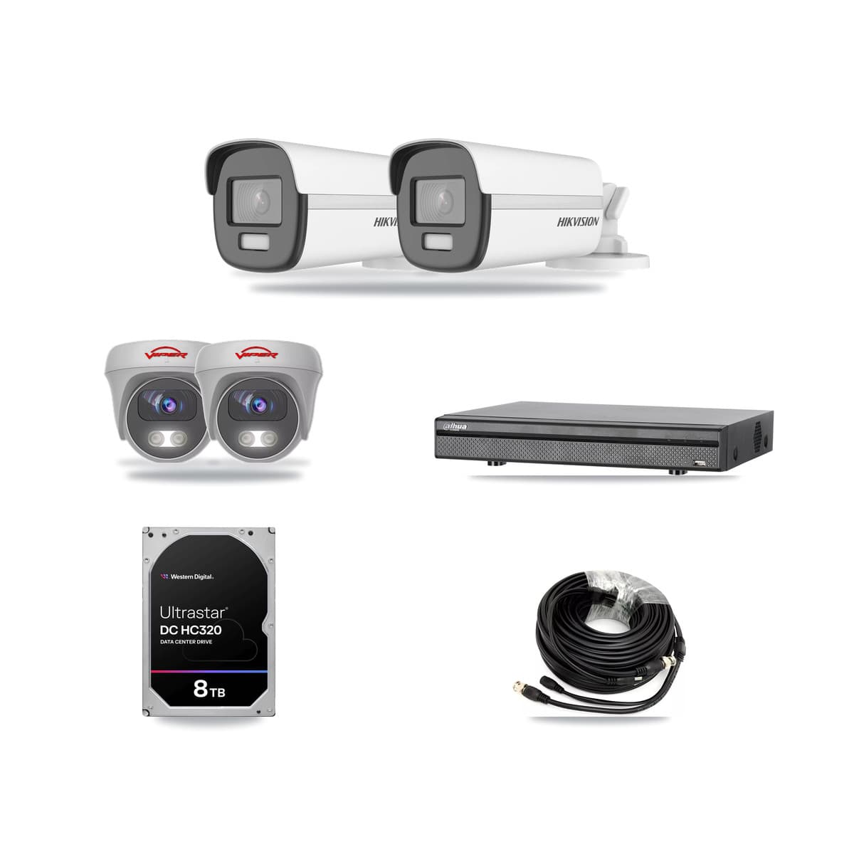 8-Channel 5MP – 4K CCTV Kit — 2 4K Bullet + 2 White 5MP Cameras + 8TB Recording (DH-XVR5108H Recorder) - Image 1