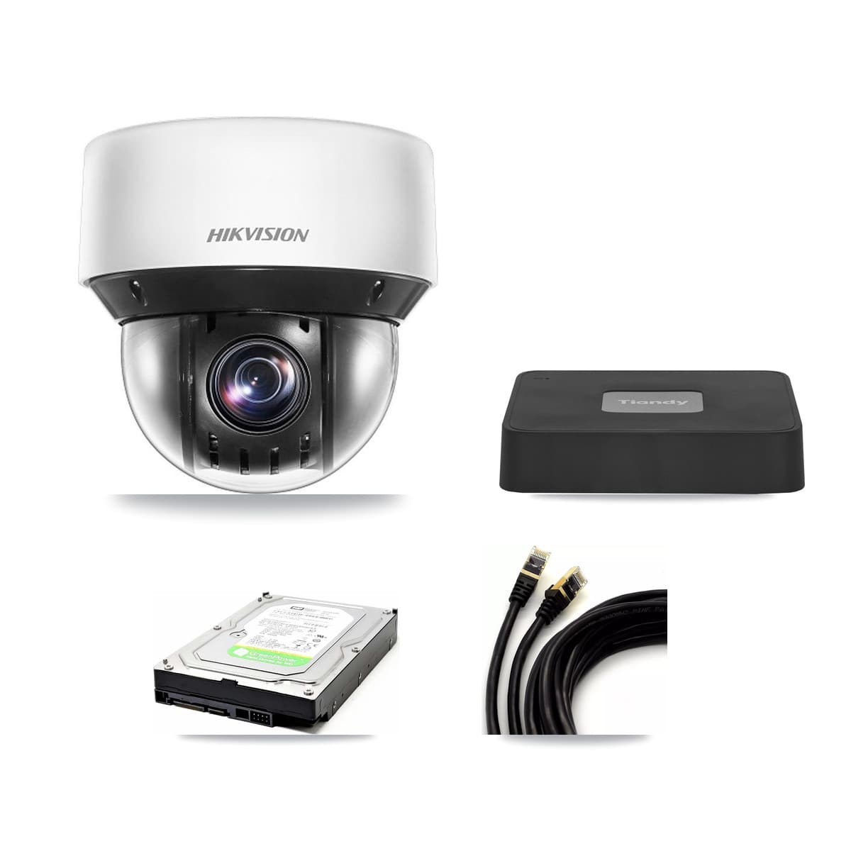 Hikvision & Tiandy 4-Channel 4MP CCTV Kit — 1 DS-2DE4A425IW PTZ Camera + 1TB Recording