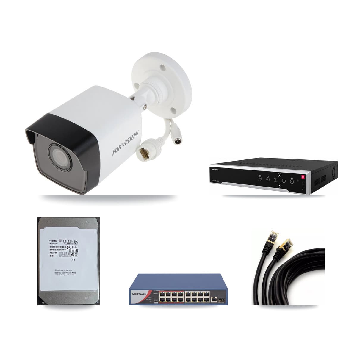 Hikvision 32-Channel 5MP CCTV Kit — 31 Bullet Cameras + 4× 14TB Recording