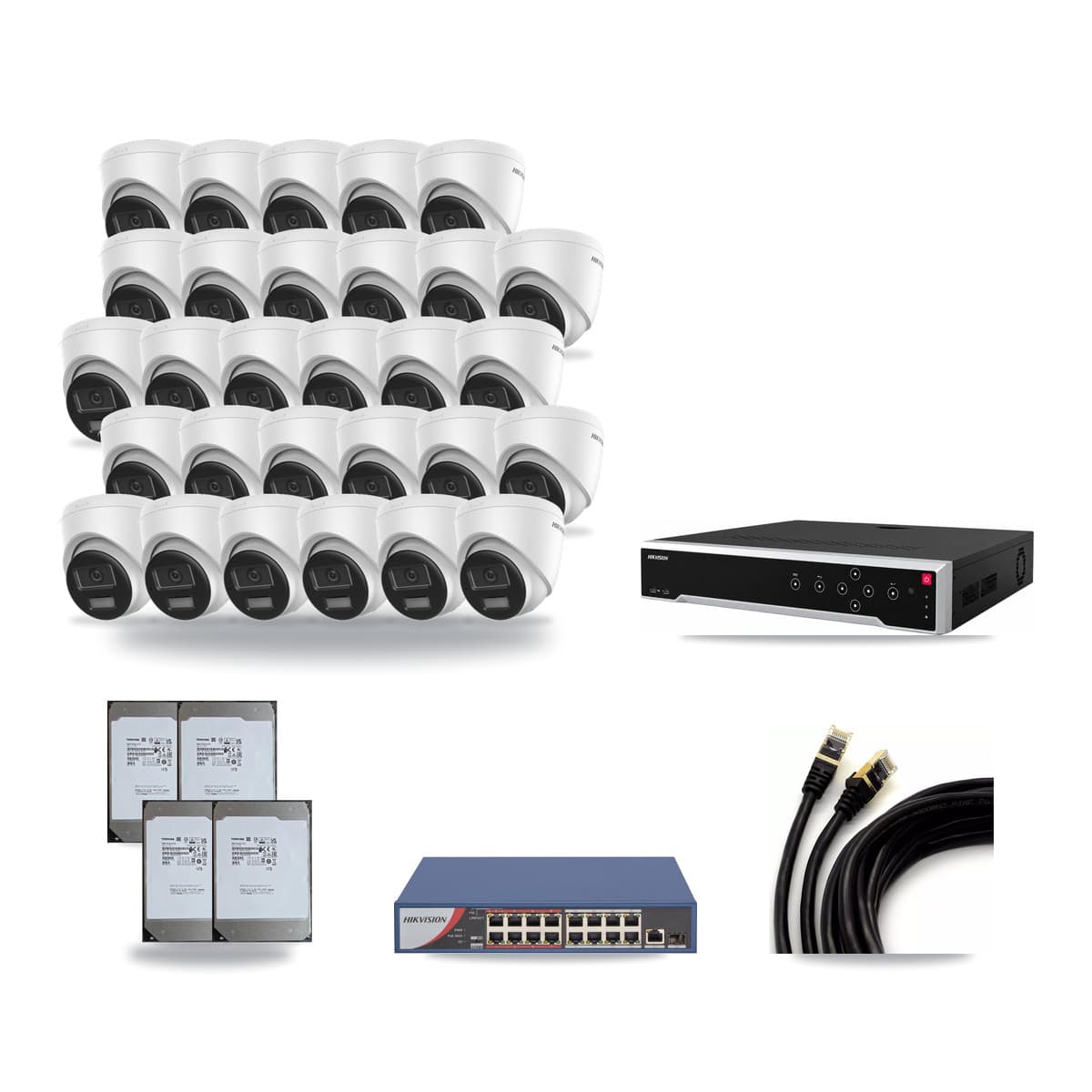 Hikvision 32-Channel 4K CCTV Kit — 29 Turret Cameras + 4× 14TB Recording - Image 1