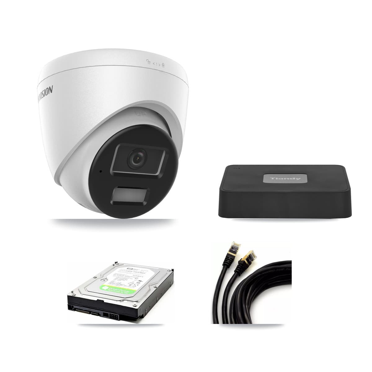Hikvision & Tiandy 4-Channel 4MP CCTV Kit — 1 DS-2CD1343G2 Turret Camera + 1TB Recording