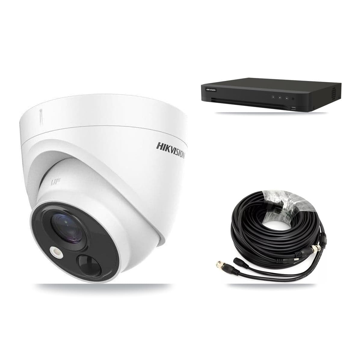 Hikvision 16-Channel 5MP CCTV Kit — 2 DS-2CE71H0T Turret Cameras + 3TB Recording (IDS-7216HQHI Recorder)