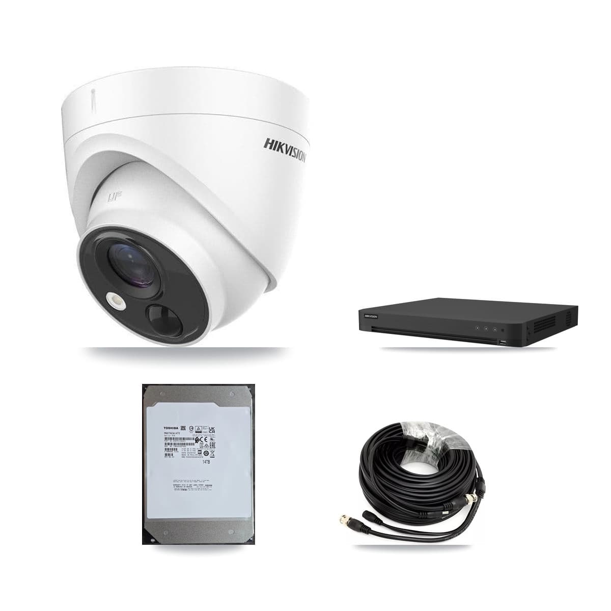Hikvision 16-Channel 5MP CCTV Kit — 8 DS-2CE71H0T Turret Cameras + 14TB Recording
