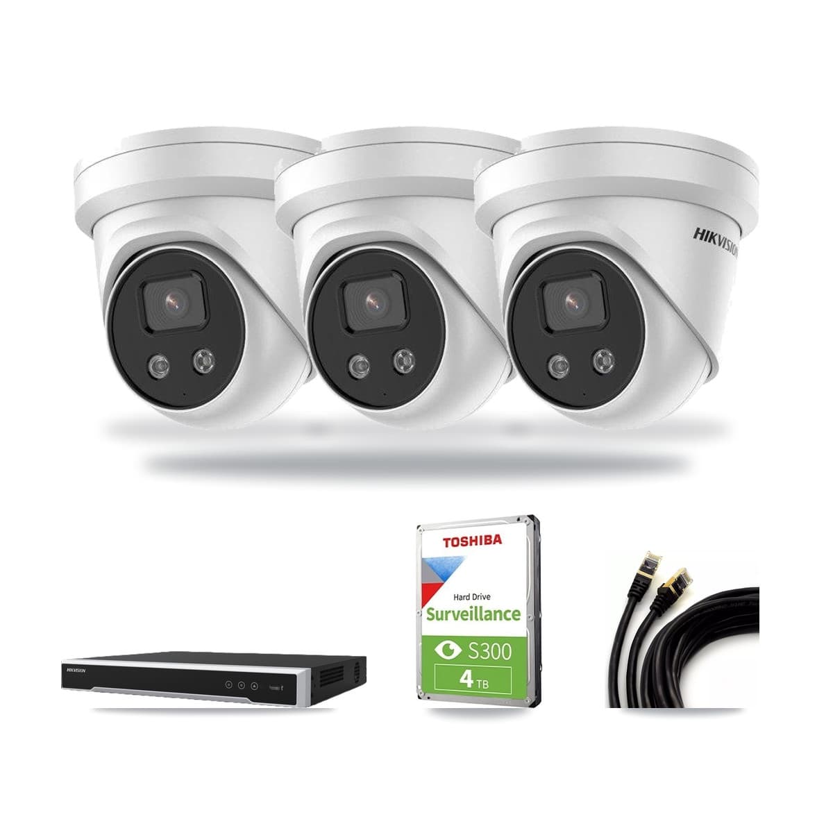 Hikvision 8-Channel 5MP CCTV Kit — 3 Turret Cameras + 4TB Recording (DS-7608NI-M2 Recorder) - Image 1