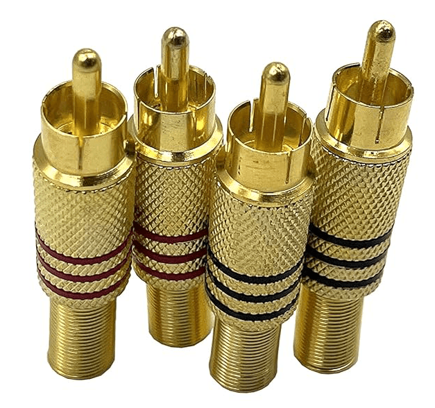 Gold-Plated RCA Male Plug Connector for CCTV Audio Coax Cable
