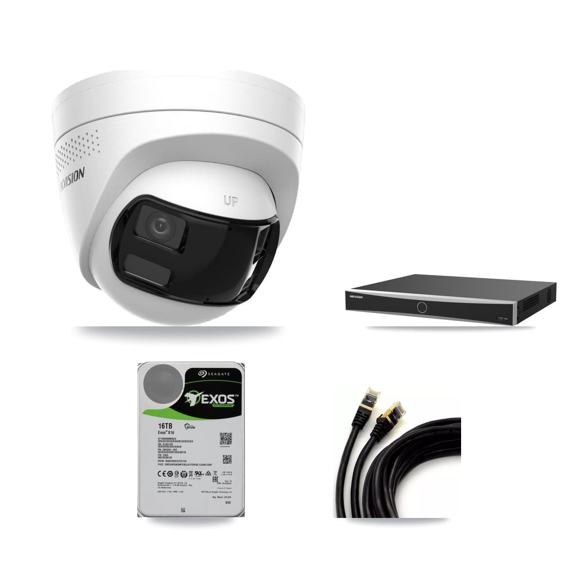 Hikvision 16-Channel 4K CCTV Kit — 16 DS-2CD1383G2P Turret Cameras + 2× 16TB Recording (DS-7616NXI Recorder)