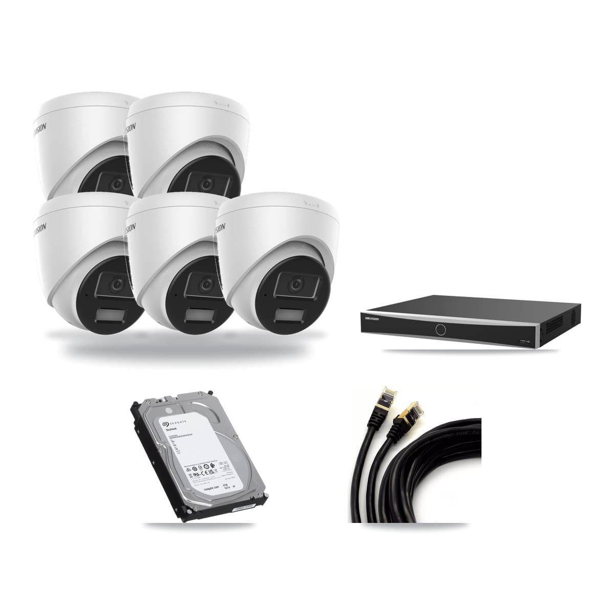 Hikvision 16-Channel 4MP CCTV Kit — 5 DS-2CD1343G2 Turret Cameras + 6TB Recording (DS-7616NXI Recorder) - Image 1