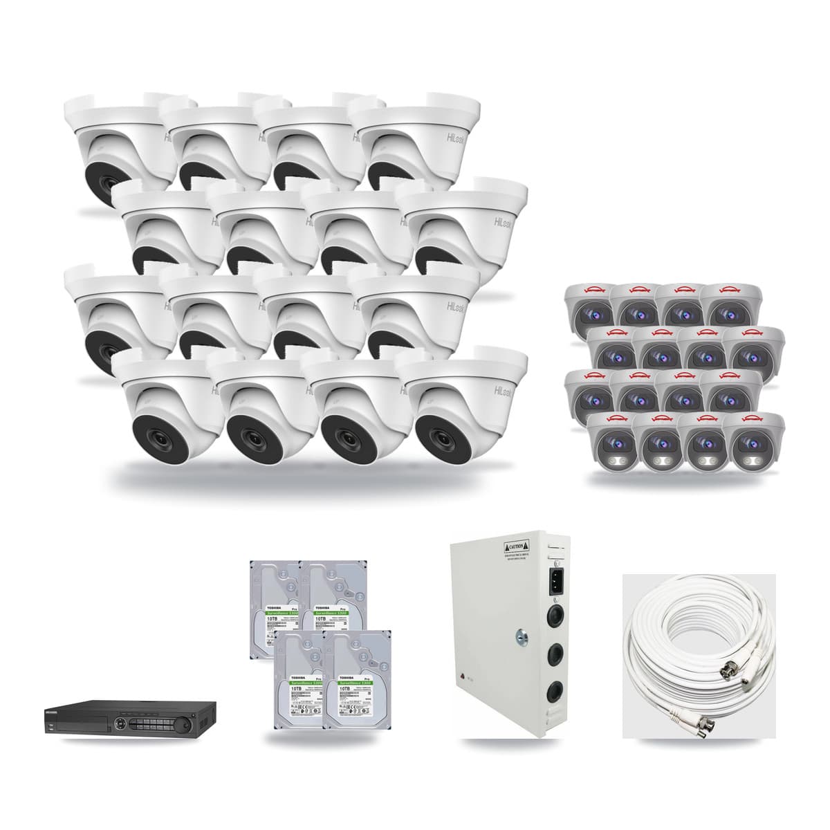 32-Channel 4MP – 5MP CCTV Kit — 16 4MP Turret + 16 5MP Cameras + 4× 10TB Recording - Image 1