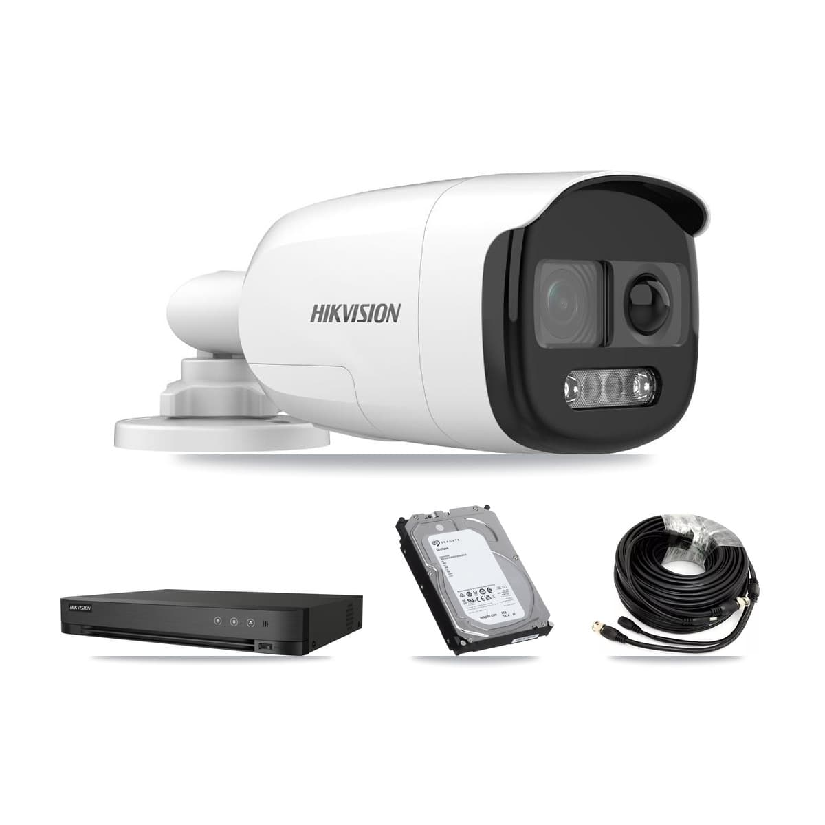 Hikvision 4-Channel 5MP CCTV Kit — 3 DS-2CE12KF3T Bullet Cameras + 6TB Recording (IDS-7204HQHI Recorder)
