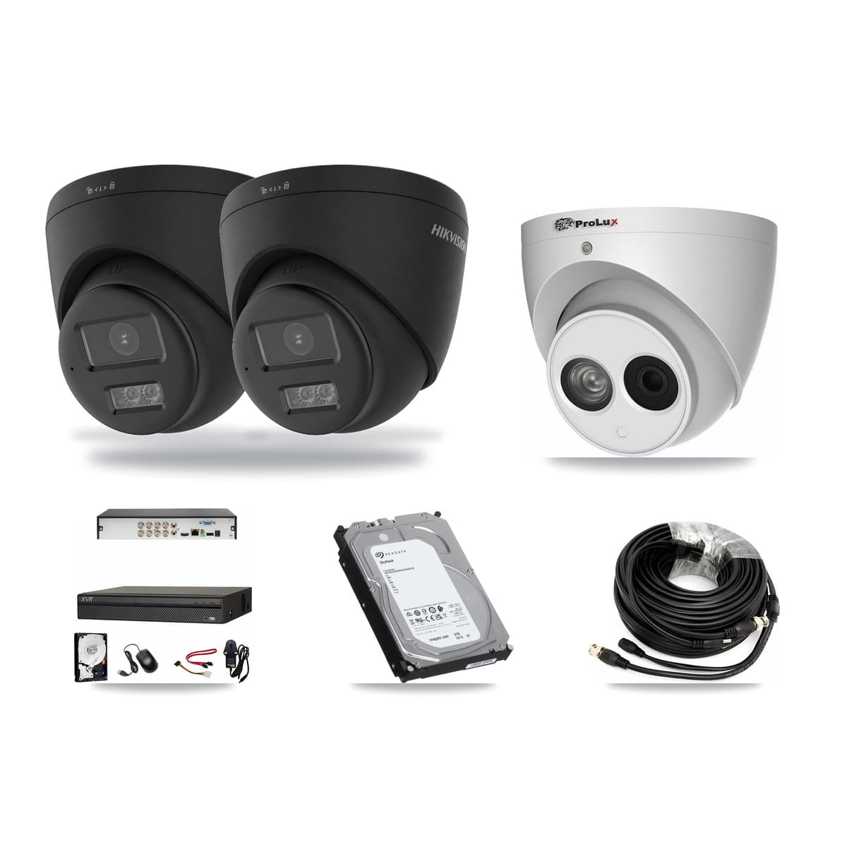 8-Channel 4MP – 4K CCTV Kit — 2 Black 4K + 1 4MP Turret Cameras + 6TB Recording (XVR-3108AD Recorder) - Image 1