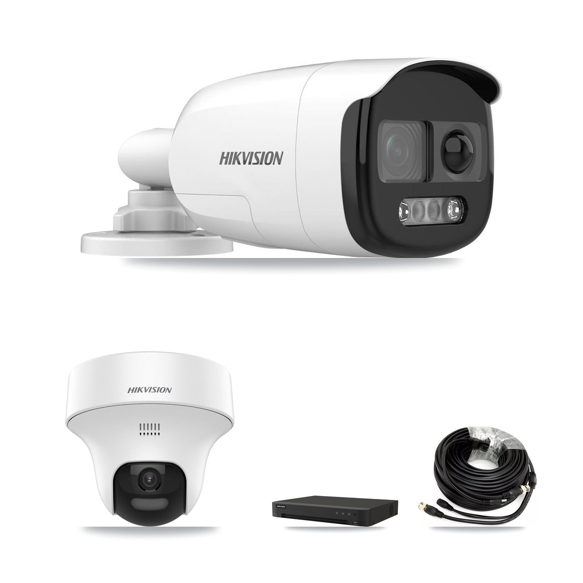 Hikvision 16-Channel 5MP CCTV Kit — 1 DS-2CE12KF3T Bullet + 1 DS-2CE70K0T Turret Cameras + 3TB Recording (IDS-7216HQHI Recorder) - Image 1