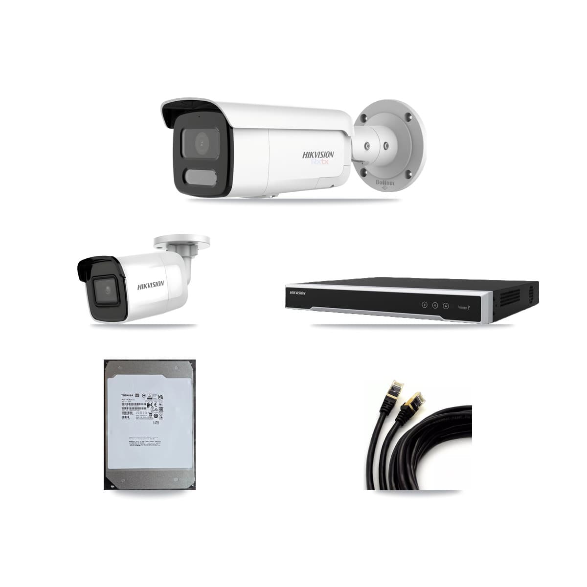 Hikvision 16-Channel 4K CCTV Kit — 4 DS-2CD2085G1 + 8 DS-2CD2T87G2H Bullet Cameras + 2× 14TB Recording