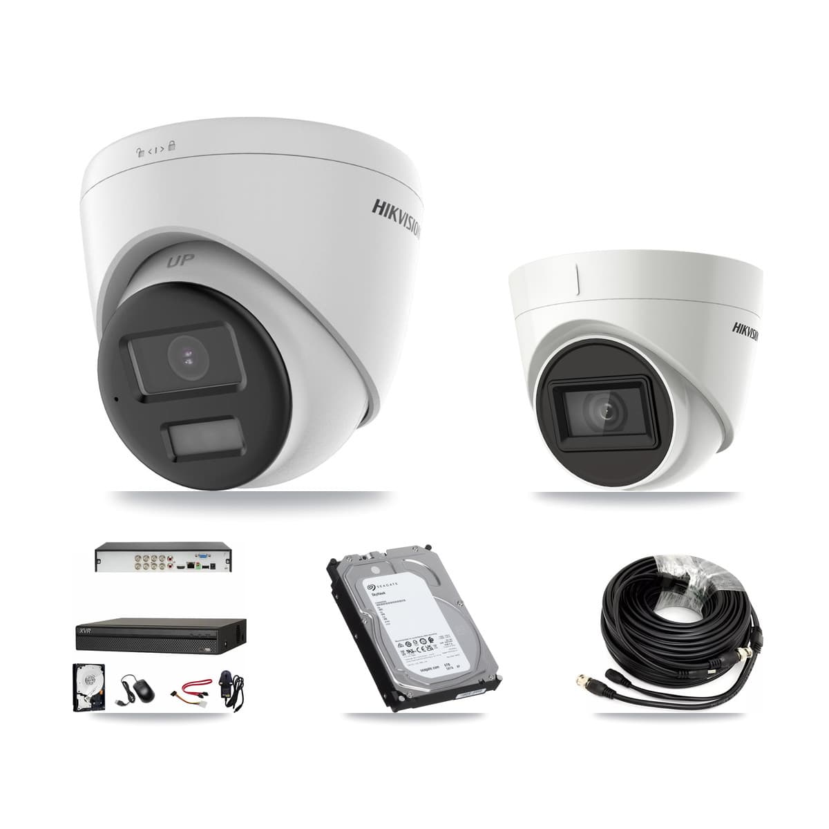 Hikvision & Dahua 8-Channel 4K CCTV Kit — 2 DS-2CE78U0T + 1 DS-2CE78U1T Turret Cameras + 6TB Recording
