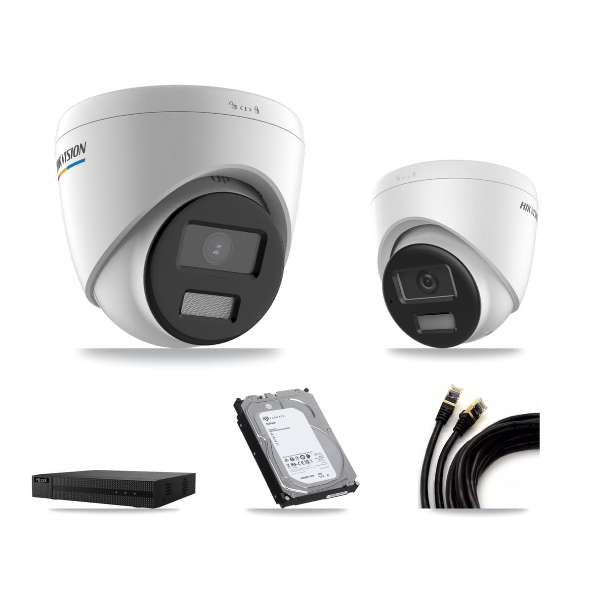 Hikvision & HiLook 8-Channel 2MP – 4K CCTV Kit — 2 2MP + 2 4K Turret Cameras + 6TB Recording