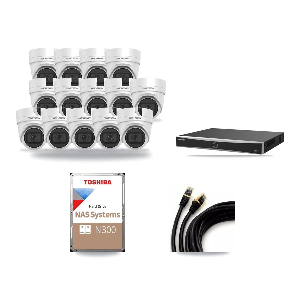 Hikvision 16-Channel 4MP CCTV Kit — 14 DS-2CD2H45FWD Turret Cameras + 18TB Recording - Image 1