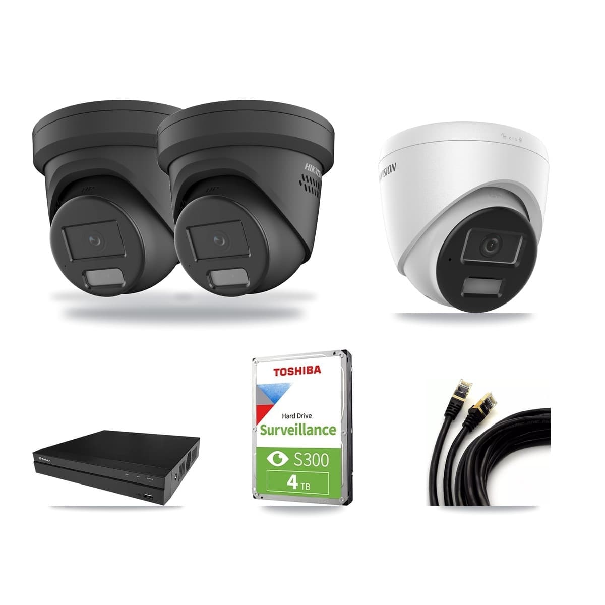 Hikvision & Prolux 8-Channel 4MP CCTV Kit — 1 DS-2CD1343G2 + 2 DS-2CD2347G2 Turret Cameras + 4TB Recording - Image 1