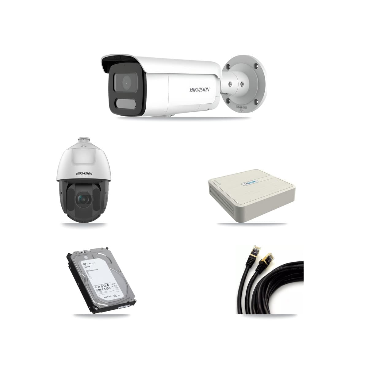 Hikvision & HiLook 8-Channel 2MP – 4MP CCTV Kit — 5 4MP Bullet + 1 2MP PTZ Cameras + 6TB Recording (NVR-108H-D Recorder) - Image 1