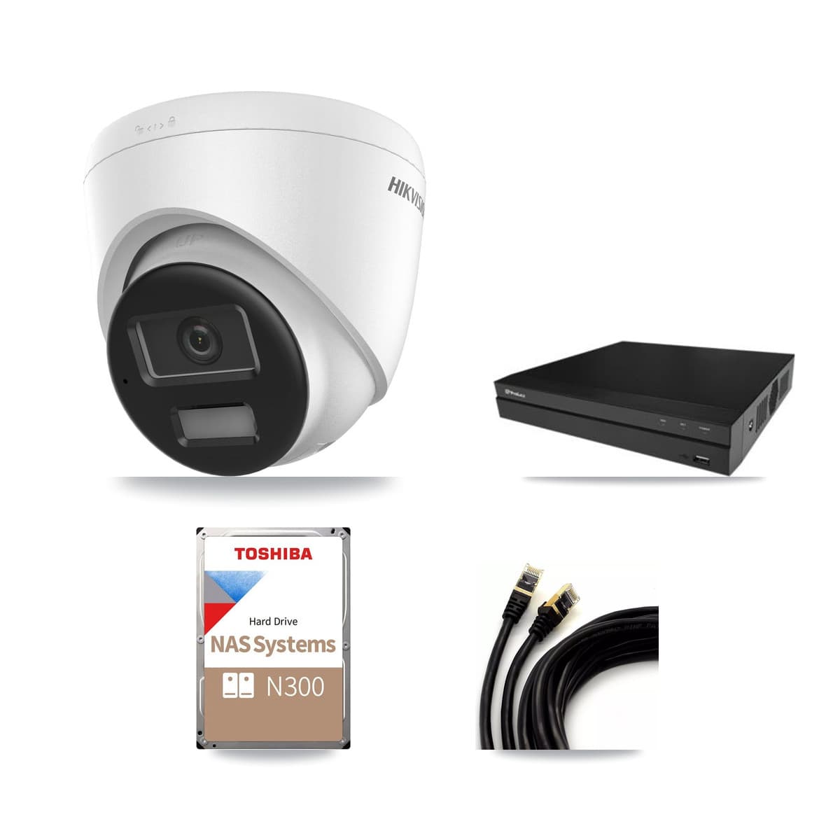 Hikvision & Prolux 16-Channel 4K CCTV Kit — 7 DS-2CD1383G2-LIUF/SL Turret Cameras + 18TB Recording (PXN-5216-16P-4KS2E Recorder)