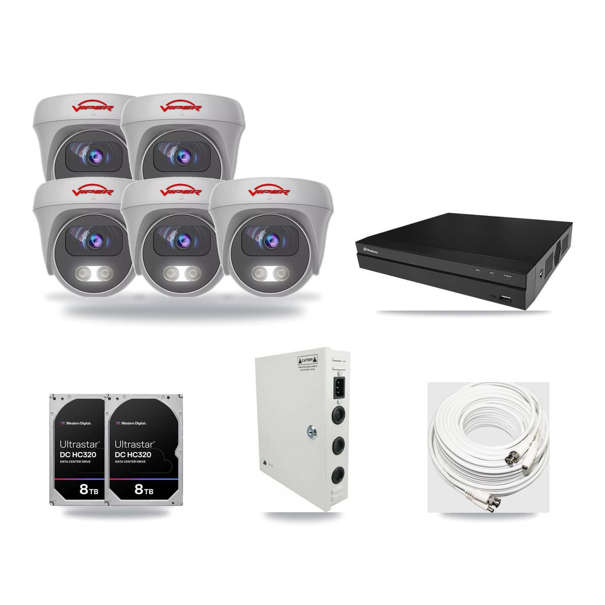 Viper & Prolux 8-Channel 5MP CCTV Kit — 5 Cameras + 2× 8TB Recording - Image 1