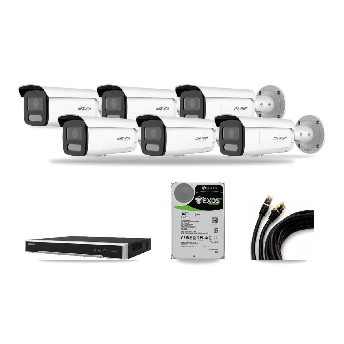 Hikvision 8-Channel 4K CCTV Kit — 6 White Bullet Cameras + 16TB Recording - Image 1