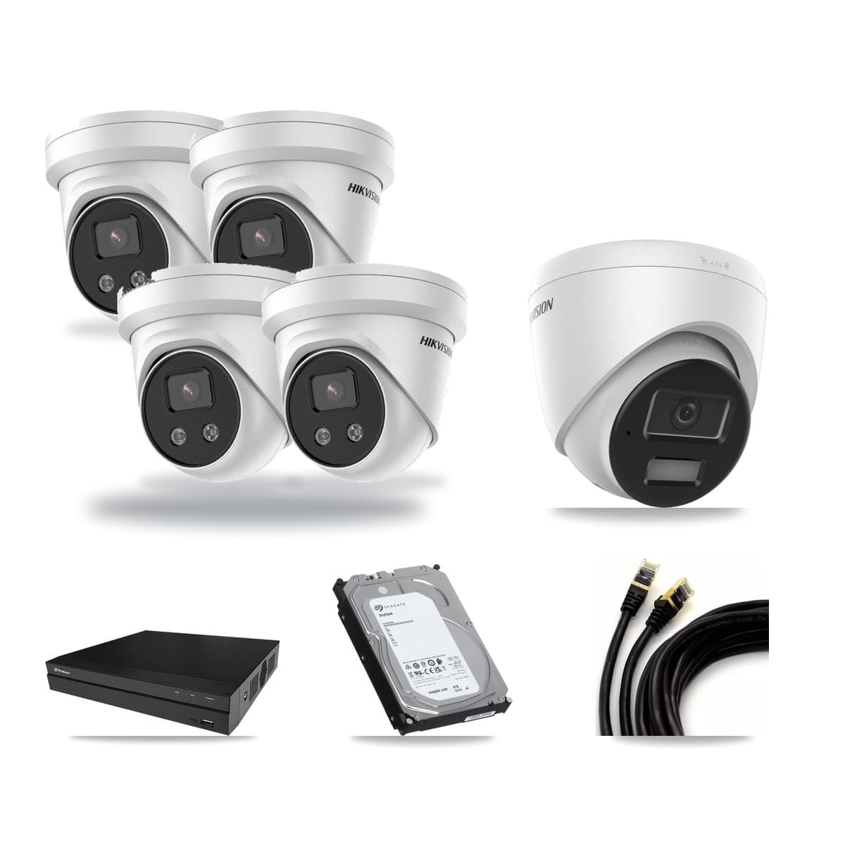Hikvision & Prolux 8-Channel 4MP – 5MP CCTV Kit — 1 4MP + 4 5MP Turret Cameras + 6TB Recording - Image 1