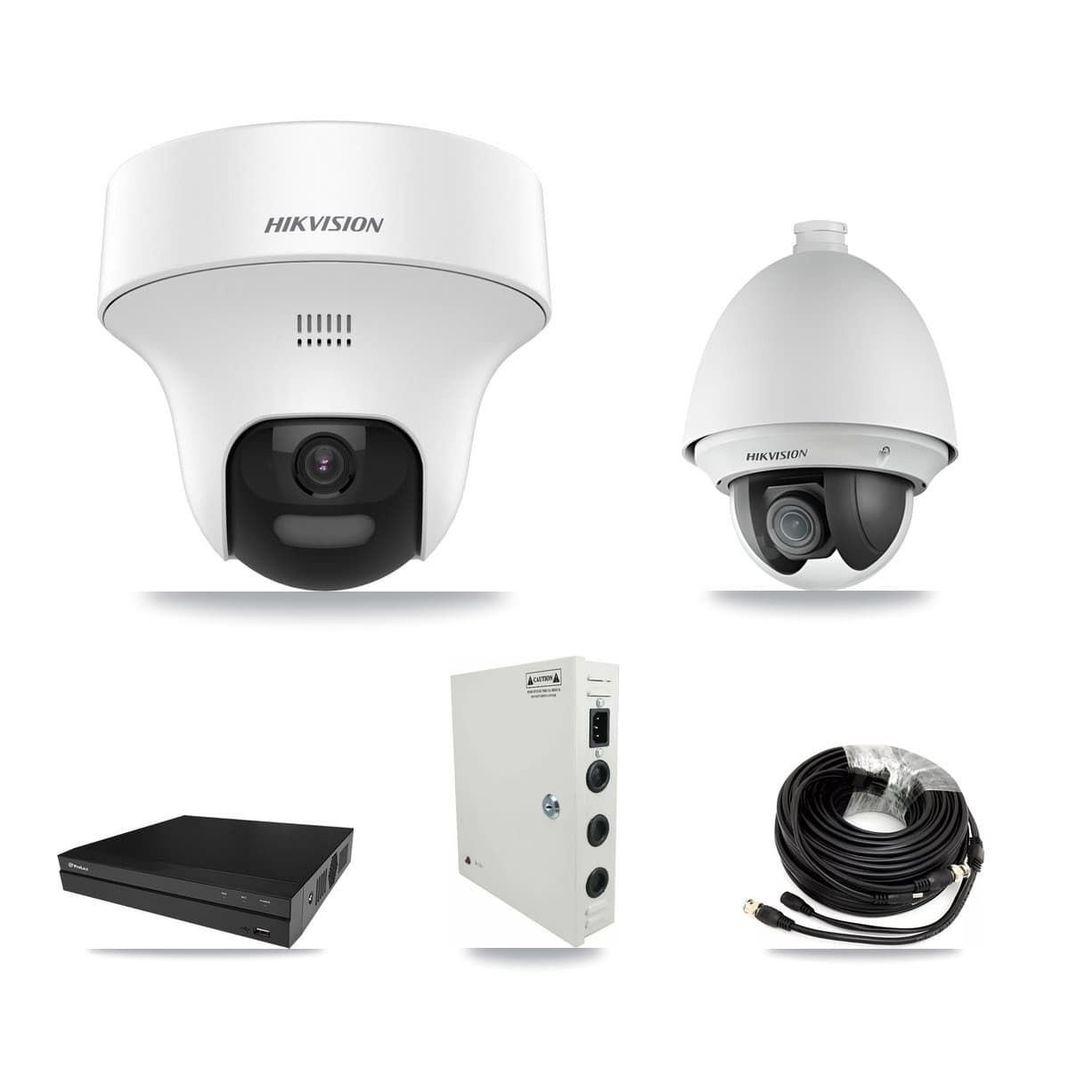 Hikvision & Prolux 8-Channel 2MP – 5MP CCTV Kit — 1 DS-2AE4225T 2MP PTZ + 2 DS-2CE70K0T 5MP Turret Cameras + 3TB Recording