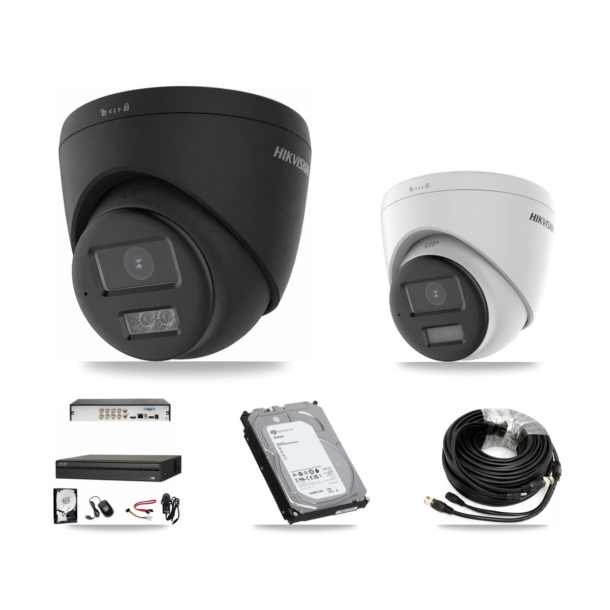 Hikvision & Dahua 8-Channel 4K CCTV Kit — 1 DS-2CE78U0T + 2 DS-2CE78U0T Turret Cameras + 6TB Recording