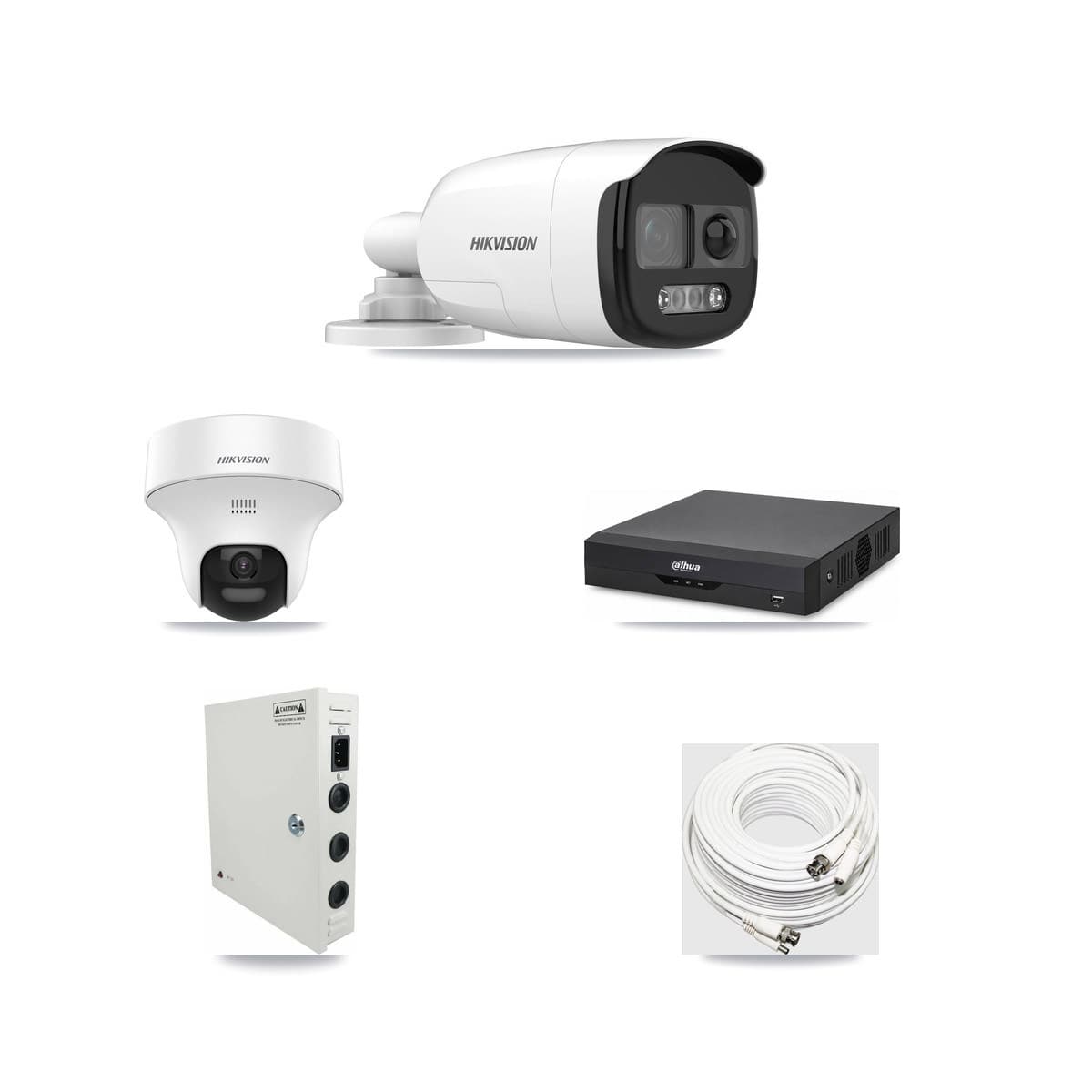 Hikvision & Dahua 4-Channel 5MP CCTV Kit — 1 DS-2CE12KF3T Bullet + 1 DS-2CE70K0T Turret Cameras + 3TB Recording - Image 1