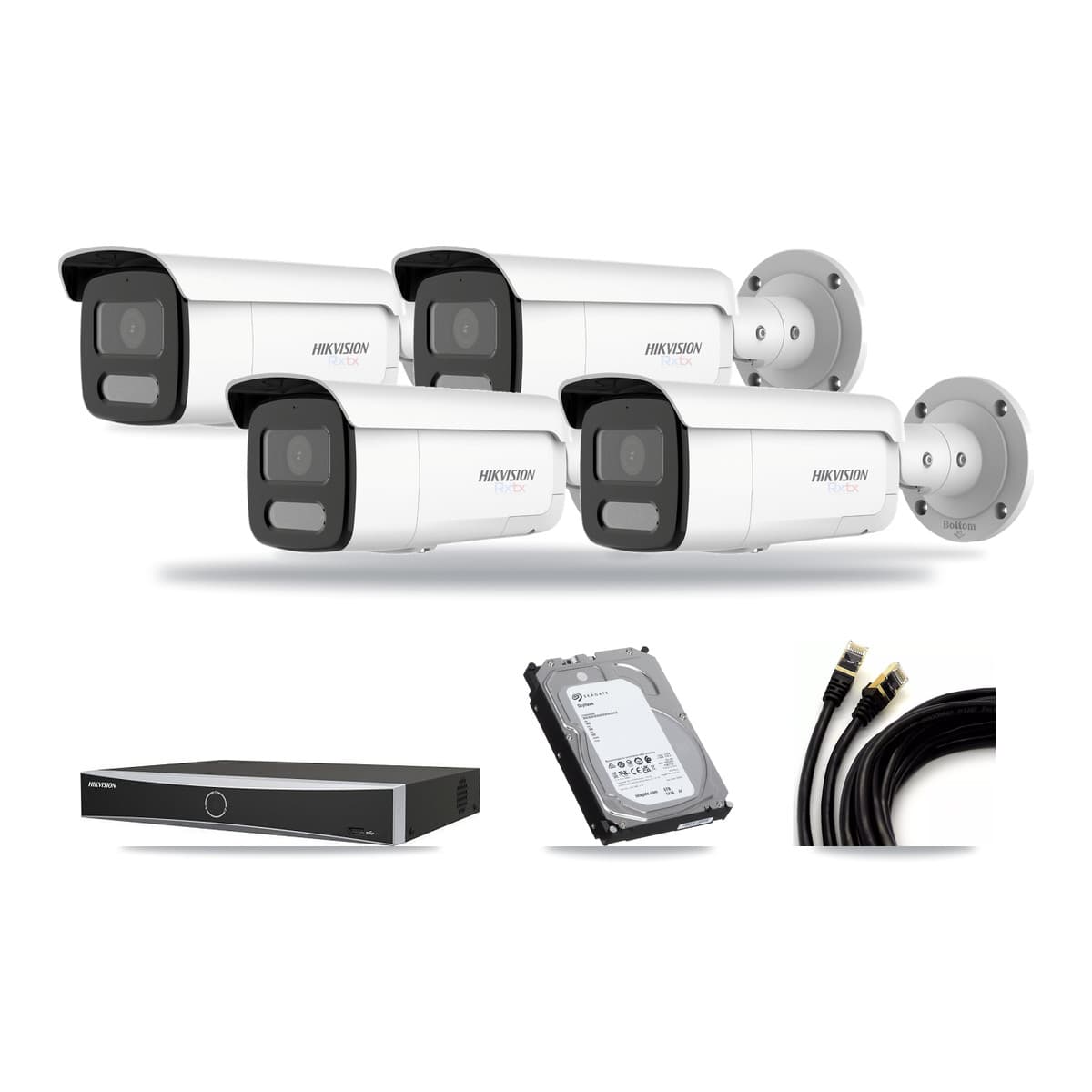 Hikvision 4-channel CCTV kit: 4 cameras (4× 4K Bullet), 6TB hard drive