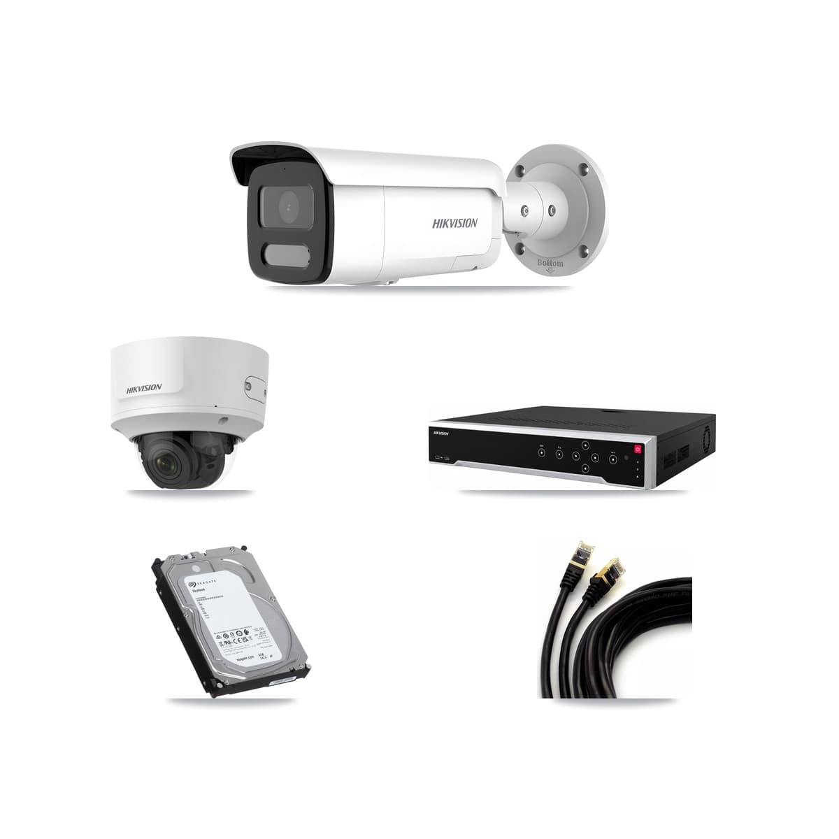 Hikvision 32-Channel 2MP – 4MP CCTV Kit — 1 2MP Dome + 14 4MP Bullet Cameras + 3× 6TB Recording