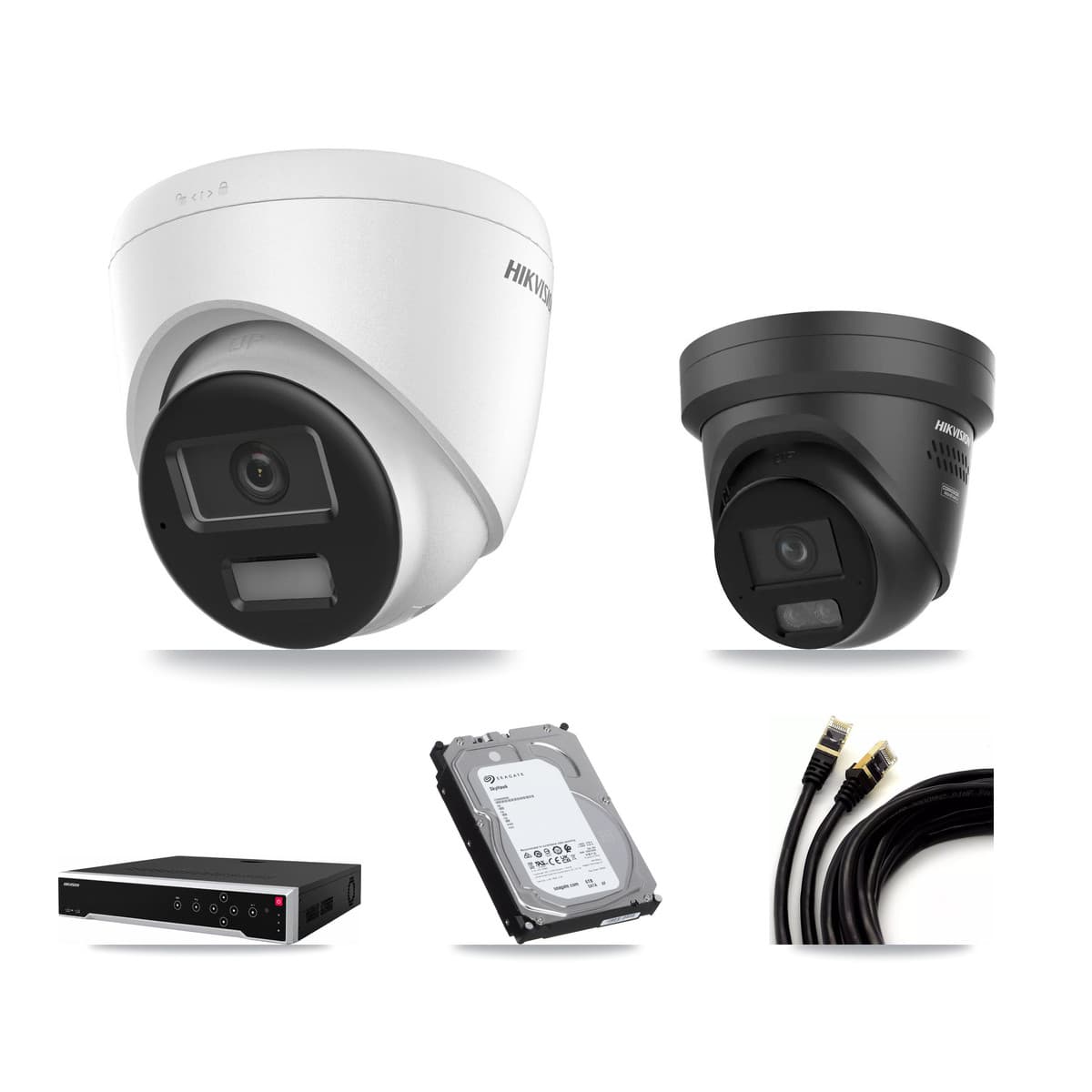 Hikvision 32-Channel 4K CCTV Kit — 1 DS-2CD1383G2 + 1 DS-2CD2387G3 Turret Cameras + 6TB Recording