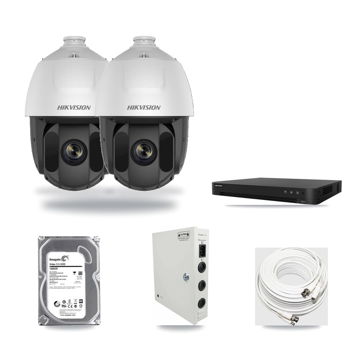 Hikvision 16-Channel 2MP CCTV Kit — 2 DS-2AE5225TI PTZ Cameras + 1TB Recording (DS-7216HGHI Recorder) - Image 1