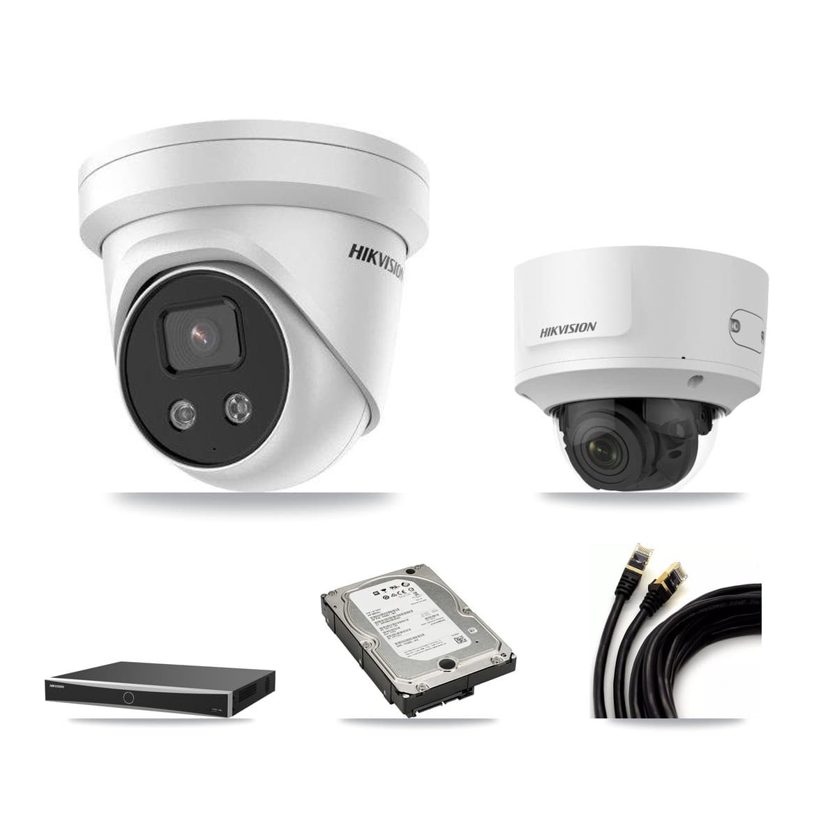 Hikvision 16-Channel 2MP – 5MP CCTV Kit — 1 2MP Dome + 3 5MP Turret Cameras + 5TB Recording (DS-7616NXI Recorder)