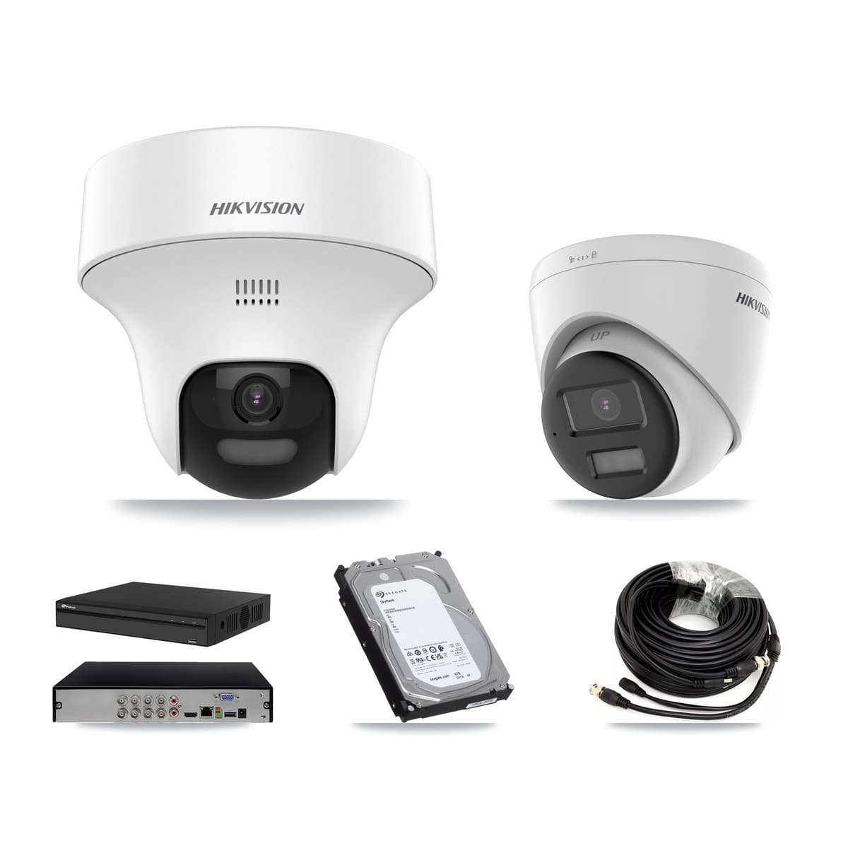Hikvision & Prolux 8-Channel 5MP CCTV Kit — 6 DS-2CE70K0T + 1 DS-2CE78K0T Turret Cameras + 6TB Recording - Image 1