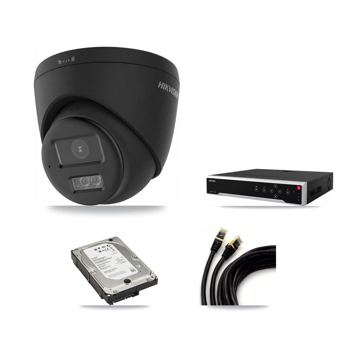 Hikvision 32-Channel 4K CCTV Kit — 2 Black DS-2CD1383G2 Turret Cameras + 5TB Recording