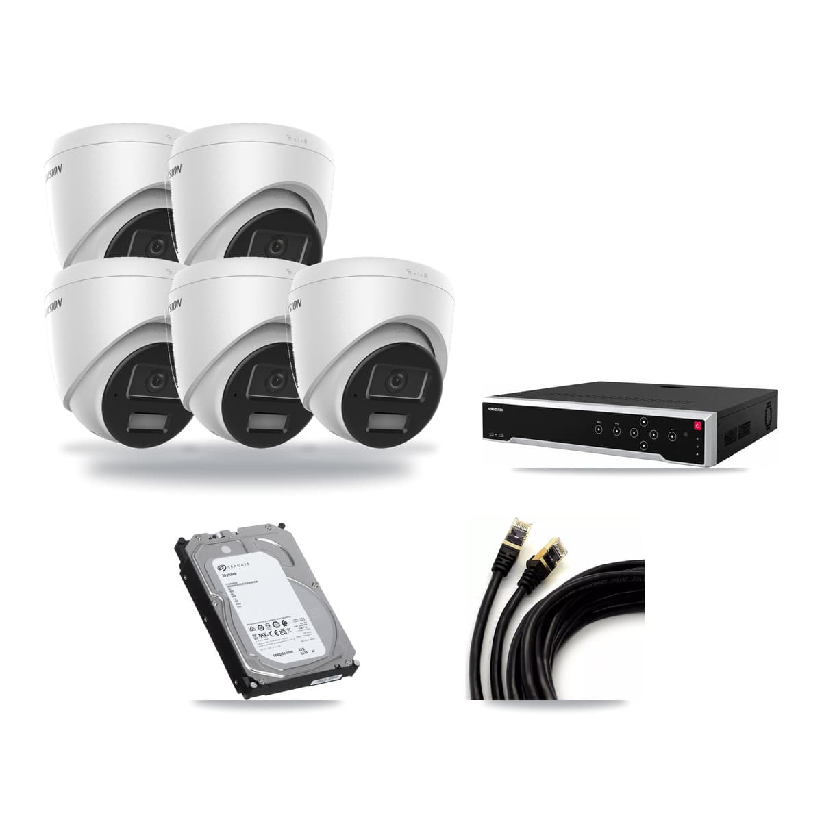 Hikvision 32-Channel 4MP CCTV Kit — 5 DS-2CD1343G2 Turret Cameras + 6TB Recording - Image 1