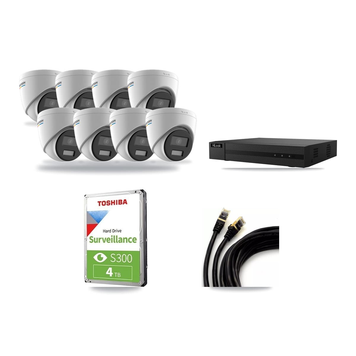 Hikvision & HiLook 8-Channel 2MP CCTV Kit — 8 Turret Cameras + 4TB Recording (NVR-108MH-D Recorder) - Image 1