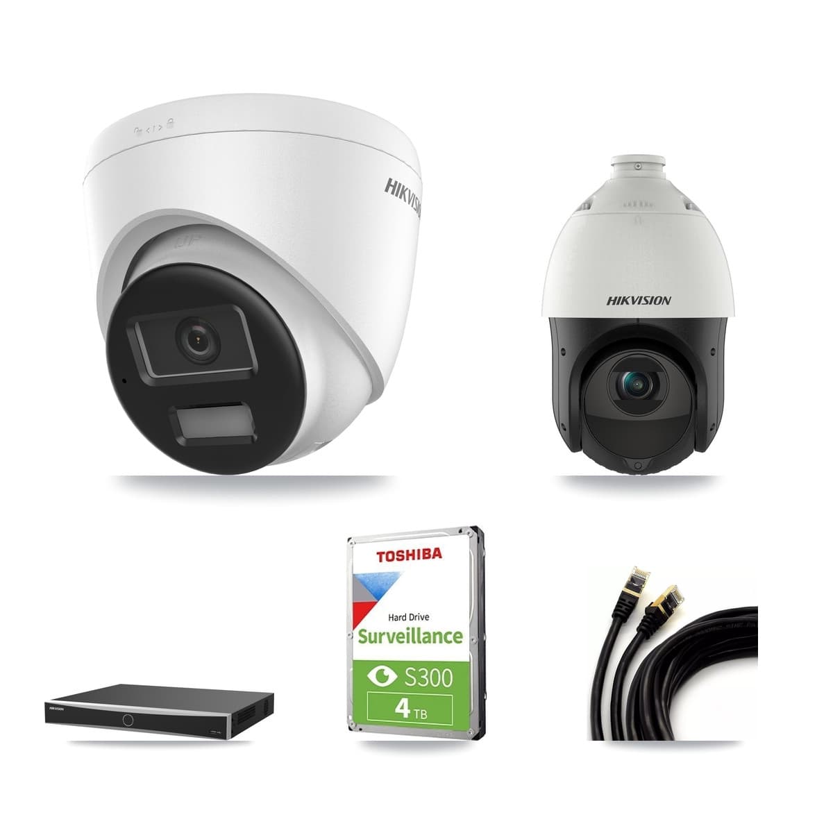 Hikvision 16-Channel 4MP – 4K CCTV Kit — 1 4K Turret + 1 4MP PTZ Cameras + 4TB Recording (DS-7616NXI Recorder)